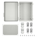 Waterproof Electrical Junction Enclosure Outdoor with Stainless Latch, IP65 ABS Plastic Project Box with 1 Grid Mounting Plates, 2 Cable Glands, 4 Wall Brackets and 8 Screws (Large:13.8"x9.8"x5.9")