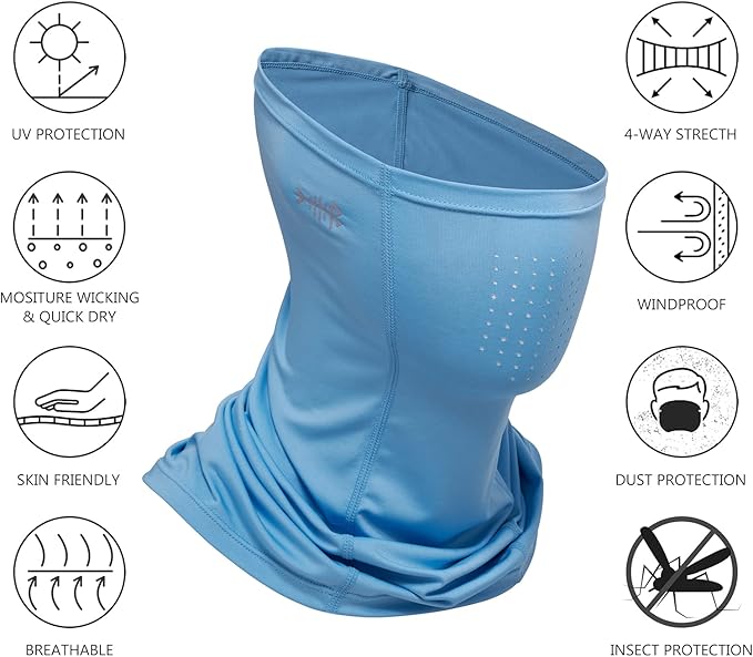 BASSDASH Neck Gaiter Mask UPF 50 Sun Protection for Men & Women, Fishing, Hiking, Outdoor