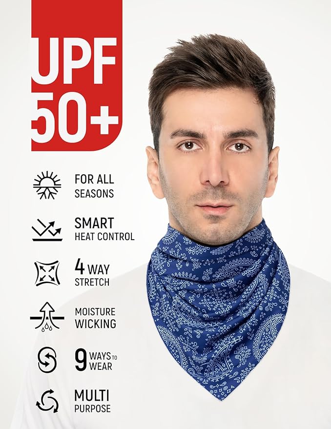 GOT Sports UPF 50+ Cooling Bandana for Men & Women - Thermoregulation, Moisture-Wicking, Sun Protection Bandana Neck Wraps