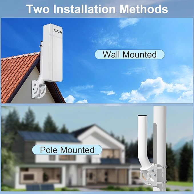 Universal J-Pole Mount for Weather Station, Pole or Wall Mount Bracket for Outdoor Antenna, WiFi Access Point, Bridge, Starlink Extender (12" H x 1.38" Dia)