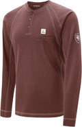FR Shirts for Men Light Weight Flame Resistant Henley Shirts Long Sleeve Shirts HRC2/CAT2 6.5oz 100% Cotton
