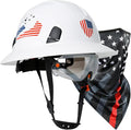 Full Brim Hard Hats Construction OSHA Approved with Visor-Vented Hard Hat with Neck Gaiter with Ear Loops,Safety Hard Hats for Men with Chin Strap ANSI Z89.1 Type 1 Class C,6-pt Suspension