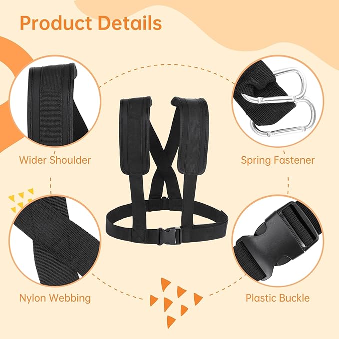Sled Harness for Exercise, Physical Football Running Resistance Training Rope Kit Tire Pulling Harness Fitness Exercise Workout Assistance Equipment Trainer with Adjustable Padded Shoulder Strap