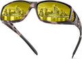 URUMQI Night Vision Driving Glasses Fit Over Eyeglasses for Men Women, Anti Glare Polarized Nighttime Glasses Yellow Lens