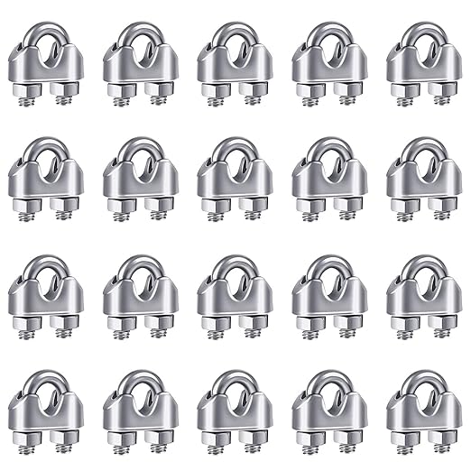 YAMASO 20PCS 1/16 Inches M2 Stainless Steel Wire Rope Cable Clip Clamp