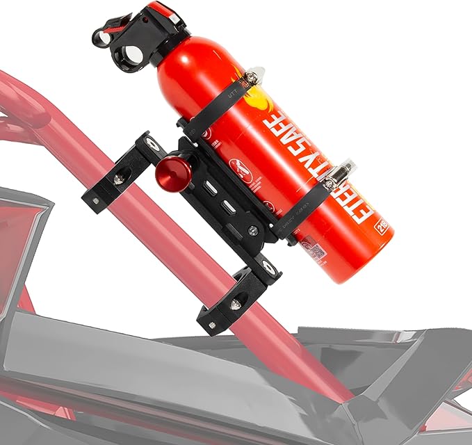UTV Fire Extinguisher Mount Kit- Quick Release Roll Bar Fire Extinguisher Holder with Aluminum Bracket for Any Vehicle with 1.75"-2" Roll Bar, Compatible with Polaris RZR/Can Am X3/Jeep Wrangler