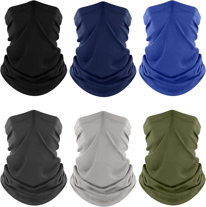Fuinloth Neck Gaiter, 6 Pack Cooling UV Protection Bandana Face Mask Gator Scarf for Men Women
