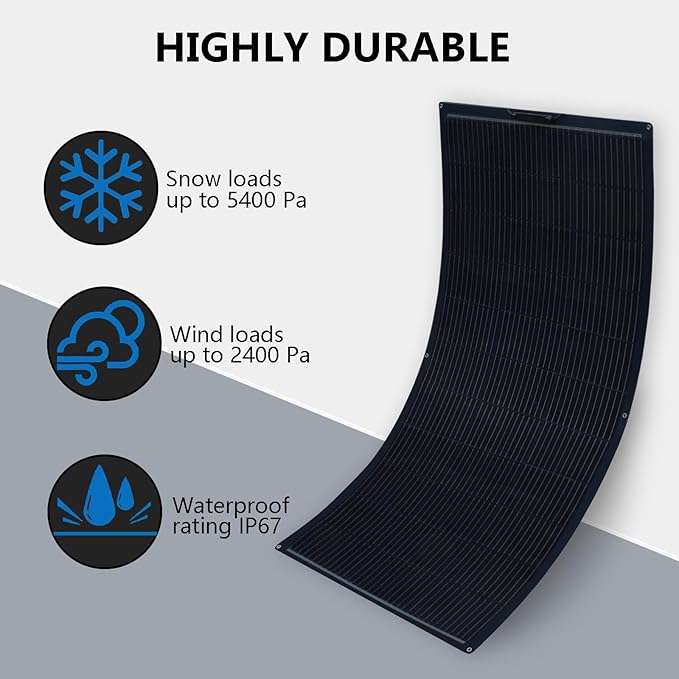 Flexible Solar Panel 300W /2PCS 150W Fiberglass Monocrystalline Lightweight Module for Off-Grid RV Boat Van Cabin Uneven Surfaces 12V/24V Battery Charge (2)