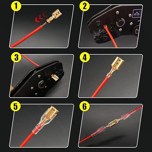 Twidec/360Pcs 2.8/4.8/6.3mm Quick Splice Male and Female Wire Spade Connector Crimp Terminal Block Assortment Kit Golden with Insulating Sleeve for Electrical Wiring Car Audio Speaker N-002