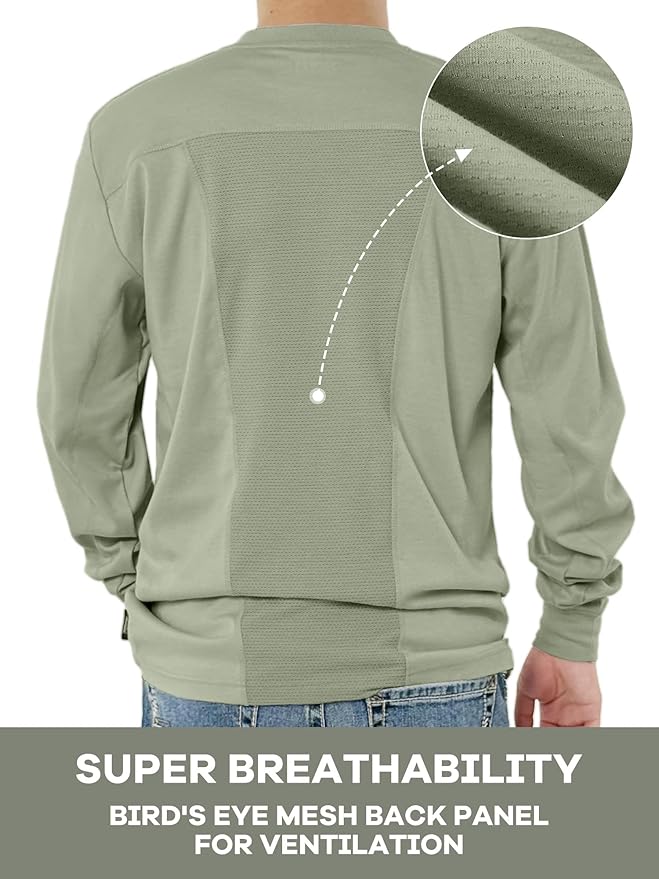 FR Shirts for Men 5.5oz Lightweight Bird's Eye Mesh Back Panel for Ventilation Long Sleeve CAT2 Fire Resistant Shirts
