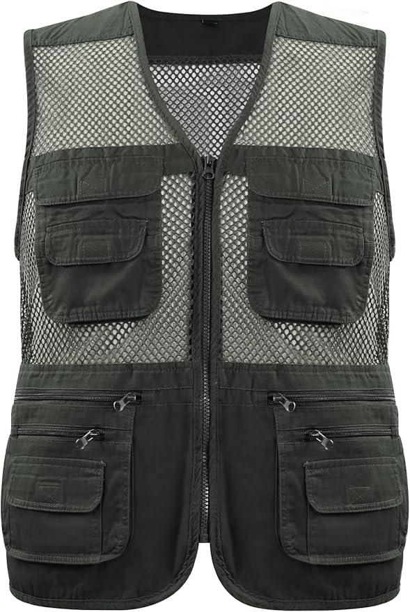 Gihuo Men's Fishing Safari Vest with Pockets for Summer Travel