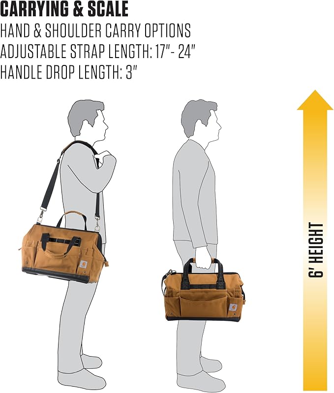 Carhartt Onsite Tool Bag, Durable Water-Resistant, Tool Storage Bag, Heavyweight, 16-Inch 30 Pocket, Carhartt Brown