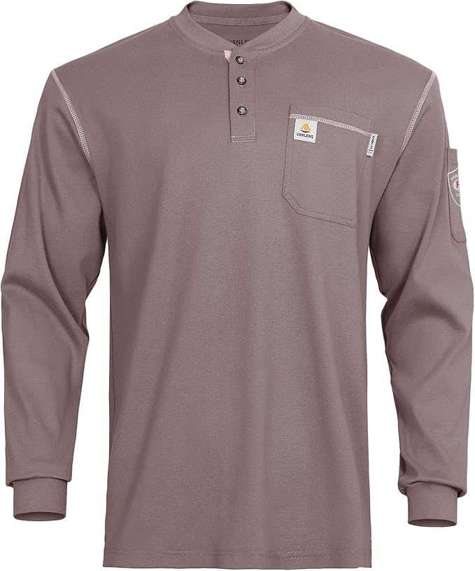 FR Shirts for Men CAT2/HRC2 Flame Resistant Shirts 6.5oz Light Weight Long Sleeve Fire Retardant Shirts