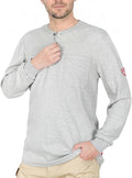 TICOMELA FR Shirts for Men Flame Resistant Shirt NFPA2112/CAT2 7oz Fire Retardant Men's Long Sleeve Henley Shirts