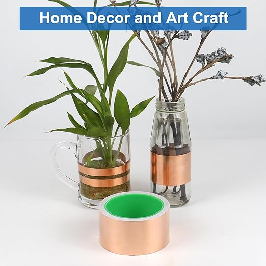 BOMEI PACK 2inch x 49ft Copper Foil Tape with Conductive Adhesive for Guitar and EMI Shielding, Crafts, Soldering, Stained Glass, Electrical Repairs, Grounding 1 Pack