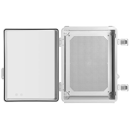 Waterproof Electrical Junction Box IP67 ABS Plastic Enclosure with Hinged Cover with Mounting Plate, Wall Brackets (Grey Cover, 16.1"x12.2"x7.1")