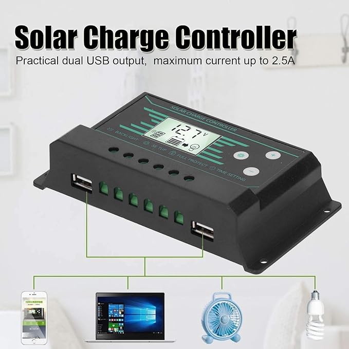 Solar Charge Controller 30A 12V/24V PWM with LCD Display USB Output for Solar Panel Battery and Lighting System(z30)
