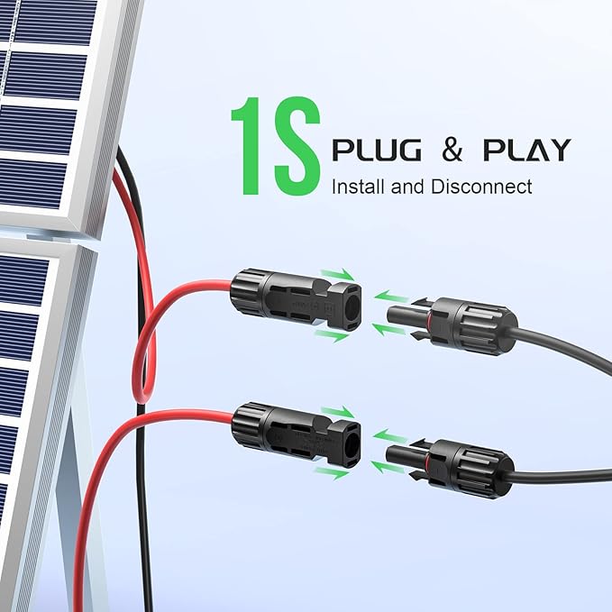 Bateria Power Solar Connectors 30A Y-Branch Cable, Solar Cable Parallel Adaptor in Pair with 2 Spanners for Solar Panel