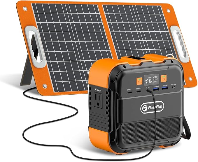 120W 98Wh Portable Power Station with 60W Solar Panel Kit