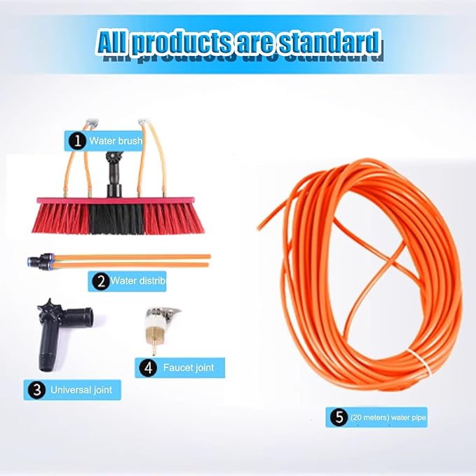High Altitude Glass Window Cleaning Brush，Water Fed Pole Kit, 3-in-1 Aluminum Outdoor Window Cleaner,Cleaning Tool for Solar Panel，for Solar Panel, High-Altitude Clean(55cm/21.6in,4m/13.1ft)