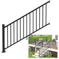 Egadis 36 in. H x 6 ft. W Porch and Deck Railing Kit, Aluminum Stair Railing Kit, Black Textured AAMA 2604 Powder-Coat Finish Railing System for Concrete Steps or Wooden Stairs (1 Post, 1 Panel)
