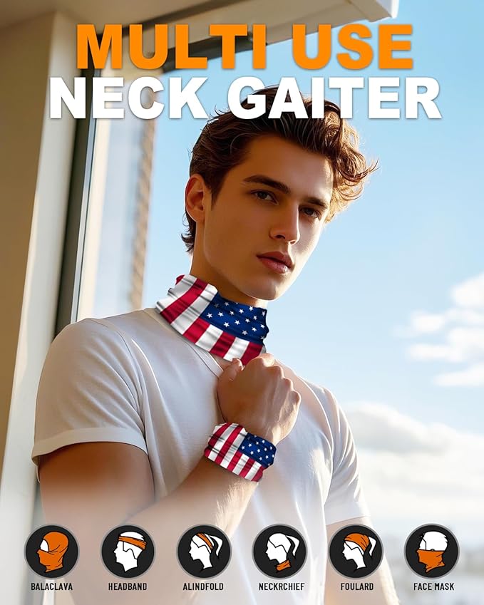 4Pack Neck Gaiter for Men Women Face Cover Mask Head Wrap Balaclava Headwear Bandana Headband Magic Scarf