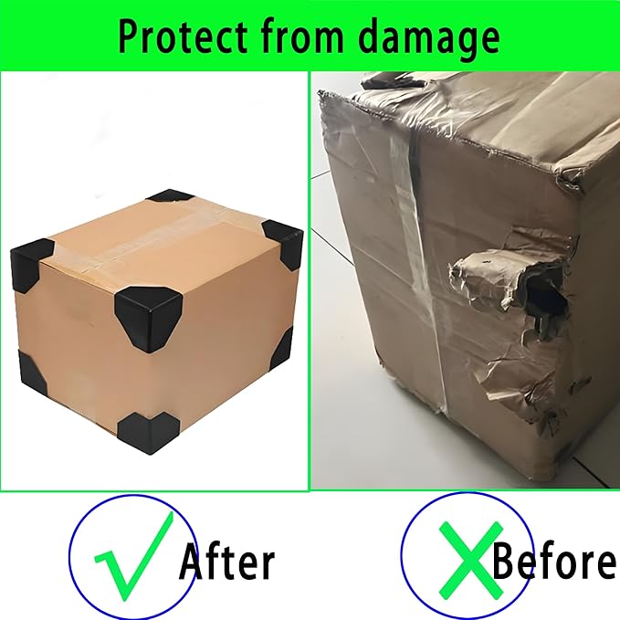 80 Pack Shipping Box Corner Protectors Plastic Packaging Edge Protectors,Plastic Heavy Duty Shipping Box Corner Protectors Corner Guards for Boxes, Cartons, Panel Packaging, Black (2.4 x 2.4 x 2.4）in