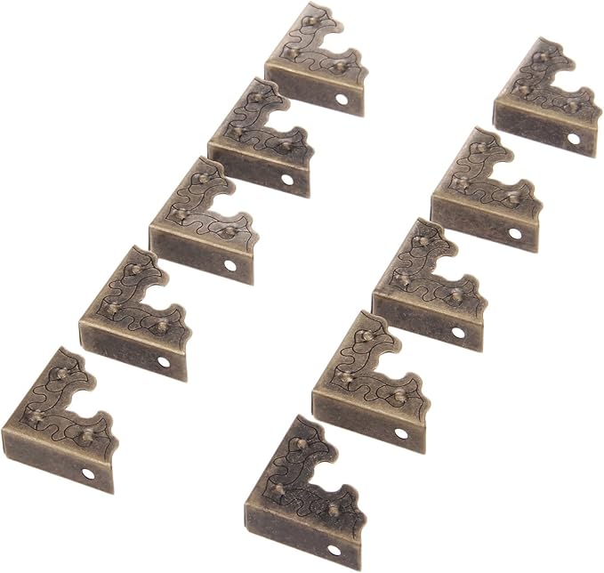 dophee 10Pcs Metal Decorative Corner Protectors, Vintage Style Edge Safety Guards Covers for Picture Frame Jewelry Box Gift Box Wooden Case Cabinet Furniture, Antique Bronze 0.98"x0.98"x0.35"