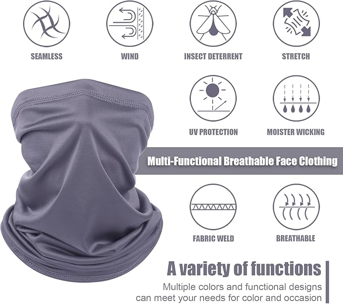 Geyoga 6 Pieces Summer UV Protection Cooling Neck Gaiter Face Clothing Neck Gaiter Mask Scarf Sunscreen Breathable Bandana