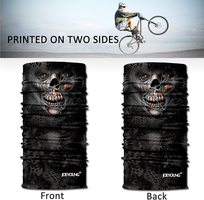 JOEYOUNG Skull Face Mask UV Sun Dust Neck Gaiter Bandana Headwear Motorcycle