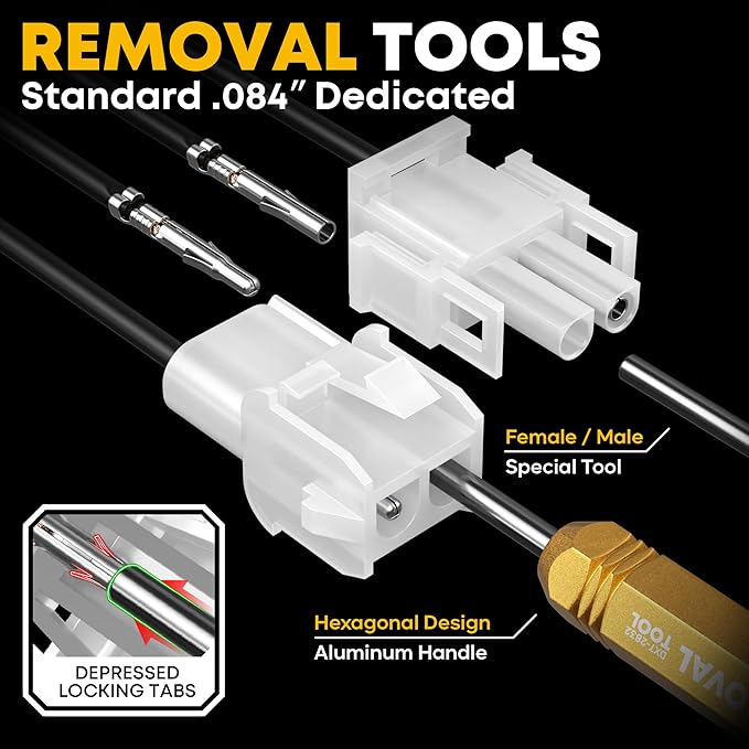 MLX .084" (6.35mm) Connector Crimping Tool Kit with Pin Extractor, 2/3/4/6/9/12 Pin Plug & Receptacle, 14-22 AWG Power Wire Connectors for Arcade/Auto, Compatible with Molex MLX