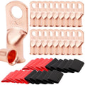 TKDMR 20pcs 1/0 AWG-3/8 Battery Lugs,Heavy Duty Wire Lugs,Ring Terminals,Battery Cable Ends,0 Guage terminals,Battery Terminal Connectors with 20pcs 3:1 Heat Shrink Tubing