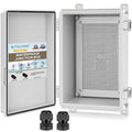 TICONN Outdoor Electrical Box Waterproof, Junction Box IP67 ABS Plastic Enclosure with Hinged Cover with Mounting Plate, Wall Brackets, Cable Glands (Off-White, 11"x7.5"x5.5")