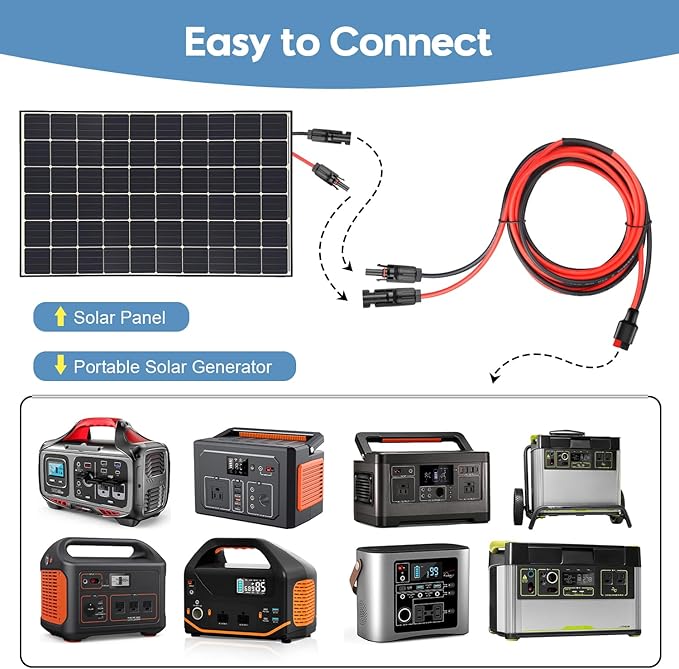 10AWG Solar Panel Cable to Anderson Connector Adapter Solar Extension Cable Compatible with Anderson PowerPole Port for RV,Goal Zero Yeti,Renogy Portable Solar Generator Power Station (10FT)