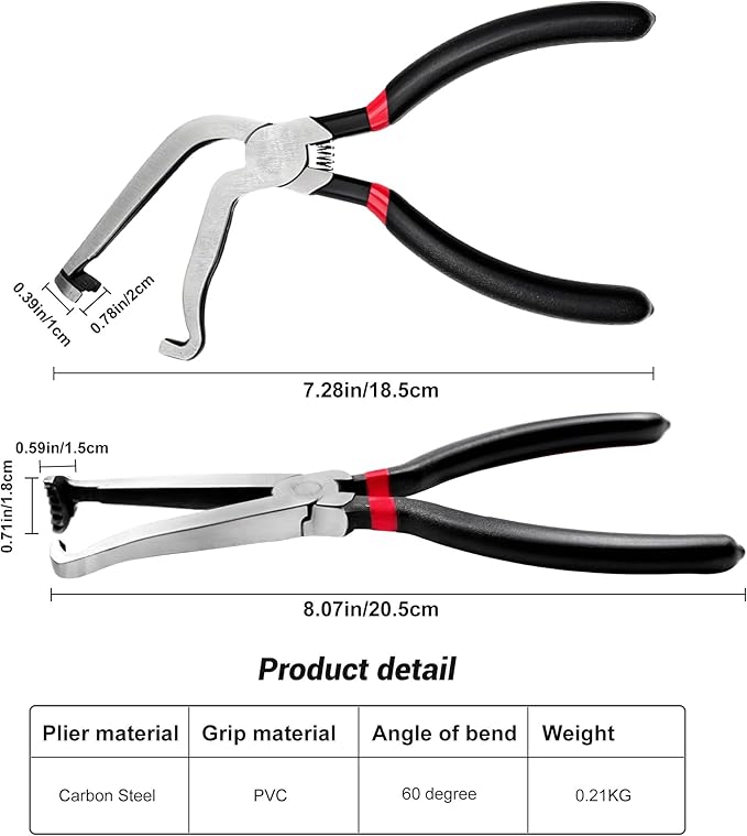 Electrical Disconnect Pliers, Electrical Connector Pliers for Cars(1*Straight&1 * 60°Bend), Fuel Line Tools with Anti-Slip Grip, Fuel Line Disconnect Tool Set for Air Flow Sensors Fuel Injectors