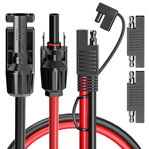 Goupchn Solar Panel Connectors to SAE Adapter Cable 10AWG Solar to SAE PV Extension Wire with 2PCS Polarity Reverse Adapters for RV, Caravan, Battery Charger Kit