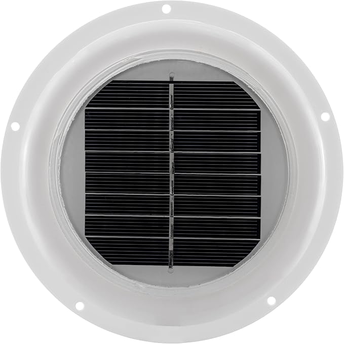 RecPro RV Solar Ventilation Fan | Solar Powered Ceiling Vent with Fan | For RV, Marine, Camper, Shed, Trailer (White)