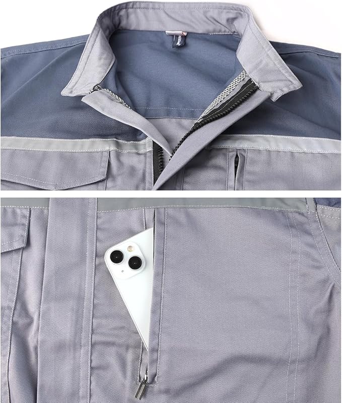 Mens Reflective Coverall Work Mechanics Coverall Work Suit Hi Vis Jumpsuit Bicolor Overalls