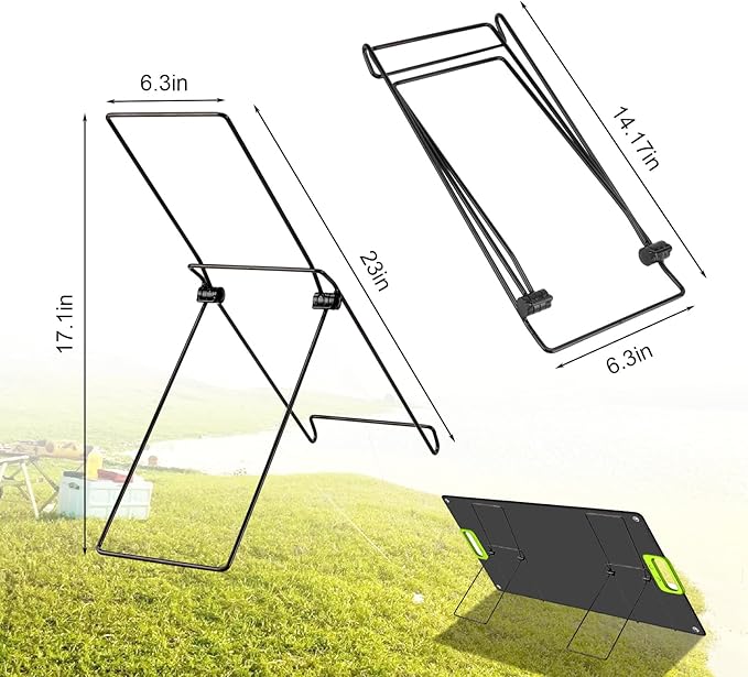 2 Pack Folding Solar Panel Stand, Portable Metal Stand Solar Panel Mount Brackets, Quick Angle Adjustable Rack for Solar Panels for RV, Camping, Balcony, Lightweight, No Installation Needed