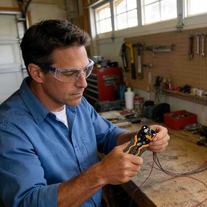 Automatic Wire Stripper for 10-24 AWG, 8 Inch 3-in-1 Tool for Stripping, Cutting, and Crimping, Multi-Function Wire Strippers for Industrial and DIY Use