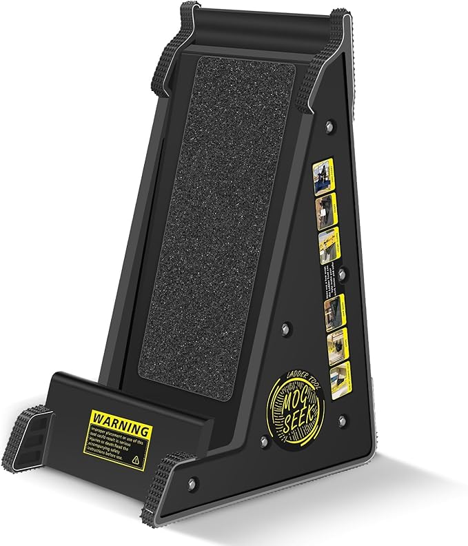 Stable Platform Ladder Leveler - Ladder Levelers for Extension Ladders with Storage for Uneven Surfaces (Classic Black)