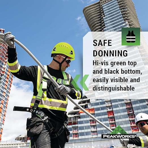 PeakWorks PeakPro Series Safety Harness - Full Body Safety Harness - CSA & ANSI Compliant Fall Protection - 310 lbs Capacity - Universal Size (Multiple Classes & Leg Buckle Types)