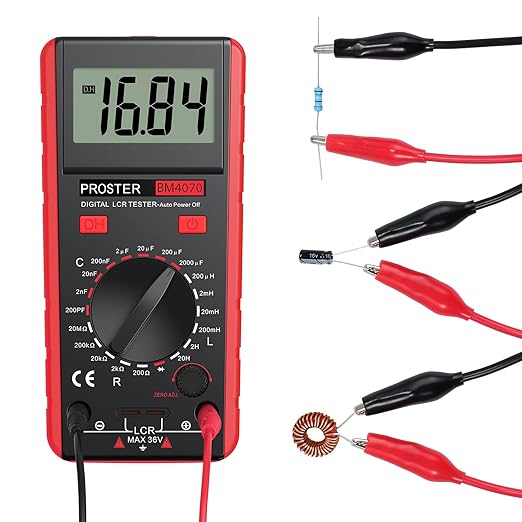 Proster LCR Meter - Capacitance Inductance Resistance Tester Multimeter Self-Discharge with Overrange Display