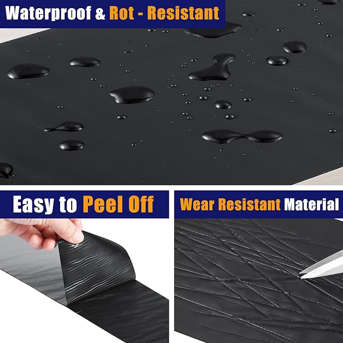 Butyl Sealant RV Roof Tape Black, 4 Inch x 50 Feet RV Repair Sealing Waterproof UV & Weatherproof Butyl Roofing Tape for Window, Boat Sealing, Truck and Trailer Roof Sealant, 2 Pack