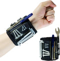 Magnetic Wristband for Holding Screws, 10 Strong Magnets Tool Wrist Strap with Adjustable Velcro for DIY, Home Improvement, Electrical and Woodworking Work – Black