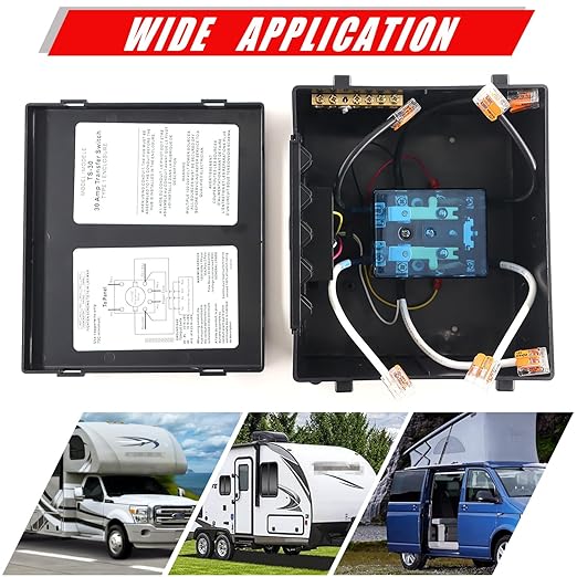 30 Amp Transfer Switch Automatic Transfer Switch for RV, Travel Trailer and Camper Van, Generator Transfer Switch for Inverter/Shore Power/Generators, 120V