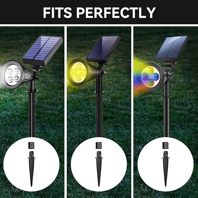 8 Pcs 5.3 Inch Solar Light Stakes Landscape Light Stakes Metal Replacement Spike Stakes for Garden Pathway Yard Ground Lights Patio Lamps Pole Umbrella Outdoor