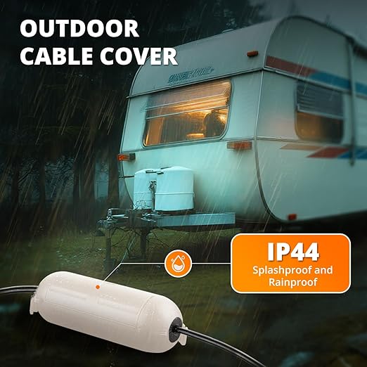 QUOBAS 5 Pack Outdoor Electrical Box, Waterproof Extension Cord Cover，Weatherproof Connection Box with Sealing Gasket for Outlets, Plugs, Christmas Lights & Power Tools，Almond