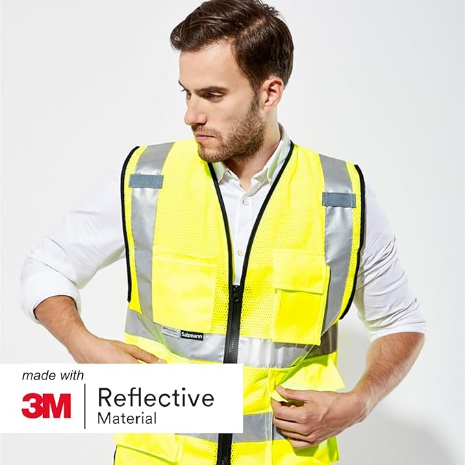 Salzmann Mesh Multi-Pocket Working Vest - Reflective Vest - Made with 3M Reflective Material
