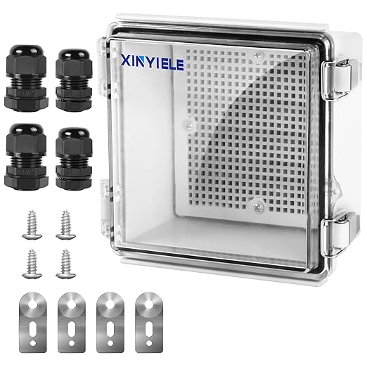 Waterproof Outdoor Project ABS Plastic Junction Box IP67 Weatherproof Dustproof Enclosure with Hinged Cover, Mounting Plate,Wall Brackets for Power Project (Clear, 5.9"x5.9"x3.5")
